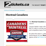 Aper�u du site Billets.ca, volet anglophone